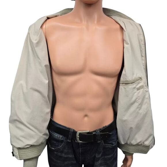 Weatherproof Microfiber Bomber Golf Jacket Men L Full zip Lined Pockets Khaki - Picture 7 of 12